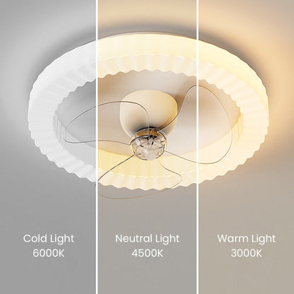 White Round Design Bedroom Ceiling Fan With LED Lighting