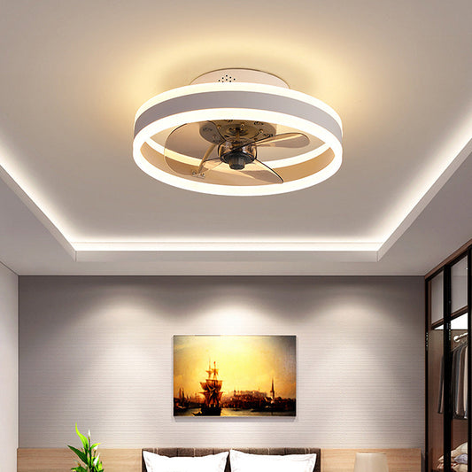 Simple Round Bedroom Ceiling Fan With LED Light