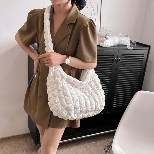Puff Tote Bag Dames Tas met Gewatteerd Design en Extra Ruimte
