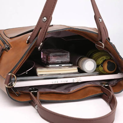 Elegante Vintage Leren Handtas voor Dames – Duurzaam & Stijlvol