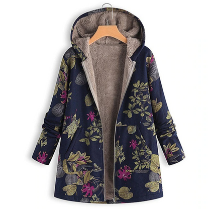 Warme Damesjas met Bloemenprint – Casual & Comfortabel voor Herfst/Winter