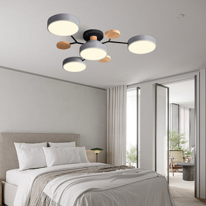 Contemporary Round Iron LED Semi-Flush Chandelier