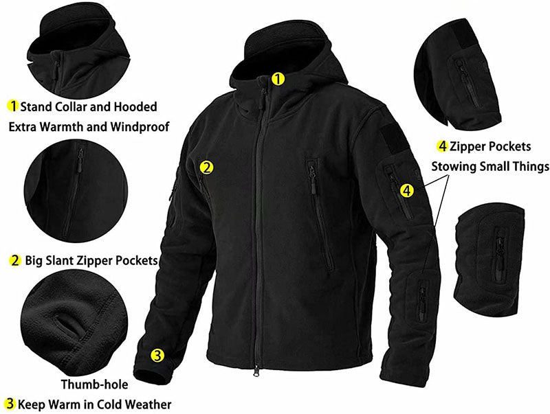 Winddichte Outdoor Fleecejas voor Heren met Anti-Diefstalzakken