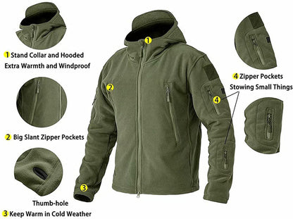 Winddichte Outdoor Fleecejas voor Heren met Anti-Diefstalzakken
