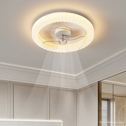 White Round Design Bedroom Ceiling Fan With LED Lighting