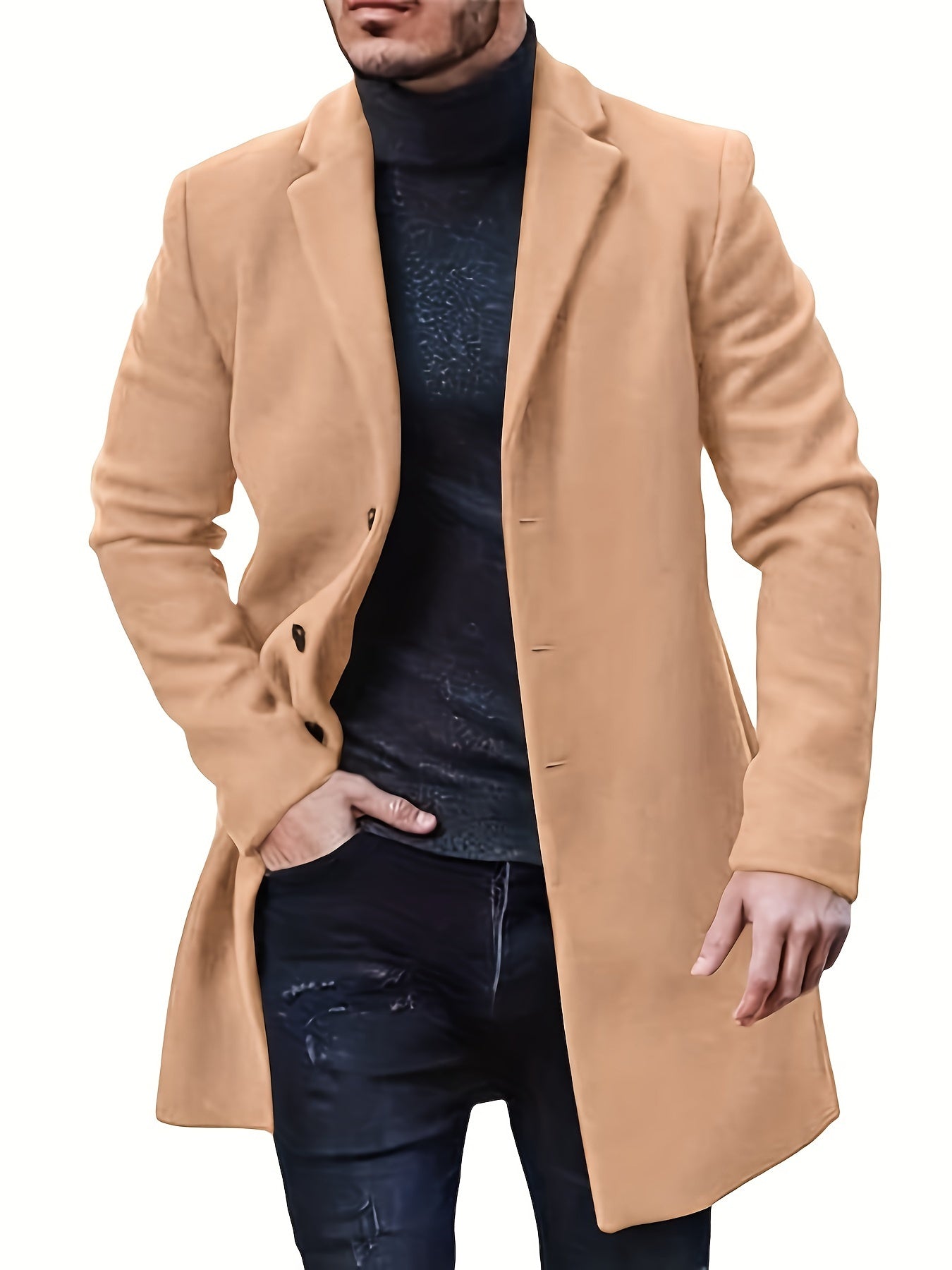 Heren Winterjas met Knoopsluiting – Elegant en Warm