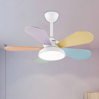 Macaron Colorful Round Ceiling Fan With LED Light For Children's Room