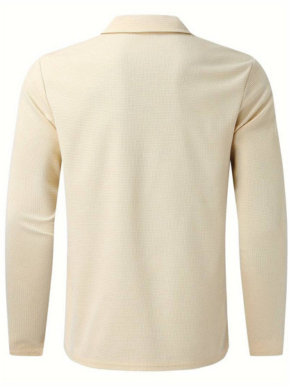 Heren Wafelshirt met Lange Mouwen en V-hals – Casual en Comfortabel
