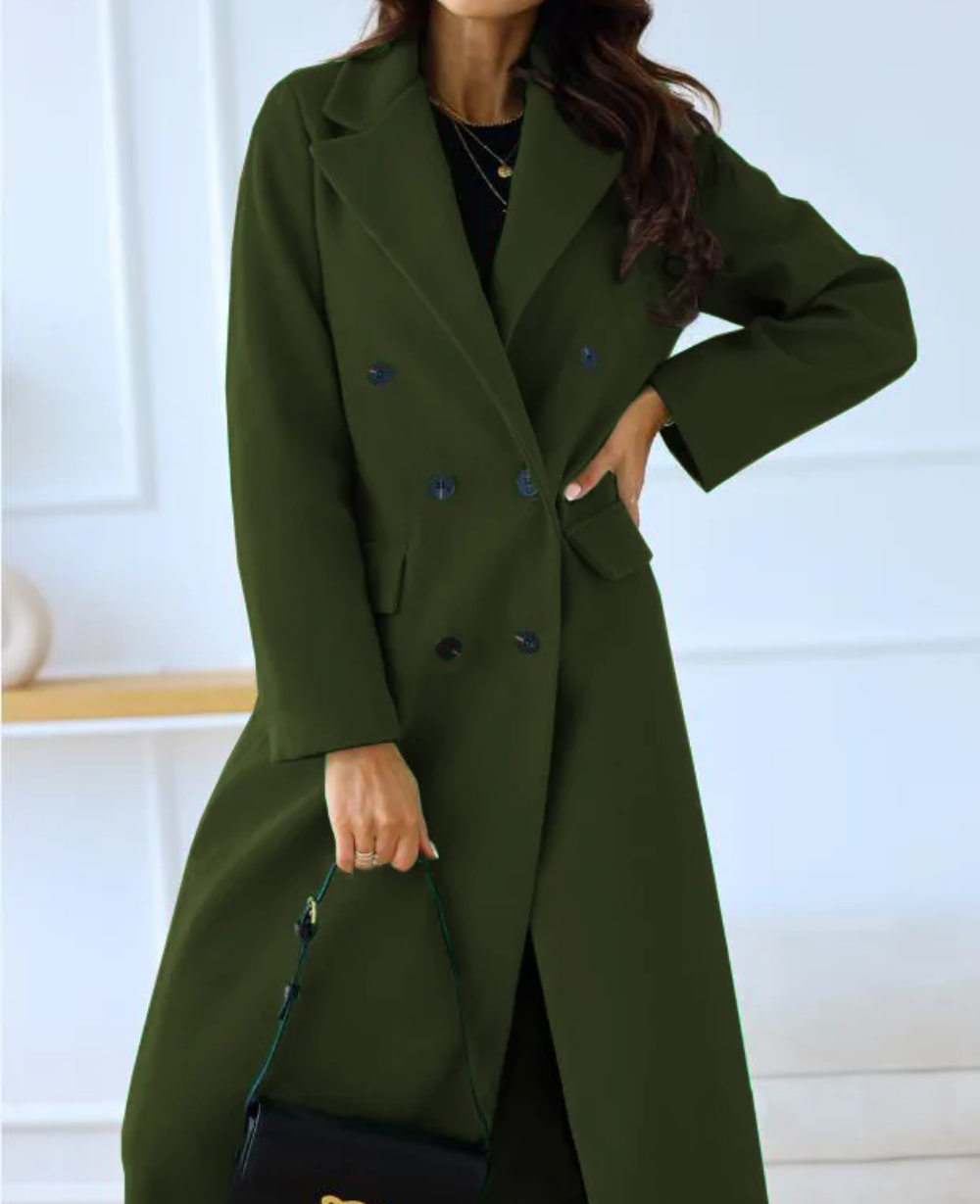 Lange Elegante Getailleerde Trenchcoat voor Dames | Perfect voor Herfst en Winter
