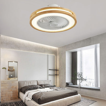 Modern Minimalism Round Wood Ceiling Fans With LED Lights