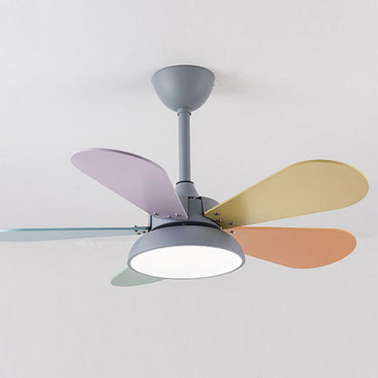 Macaron Colorful Round Ceiling Fan With LED Light For Children's Room