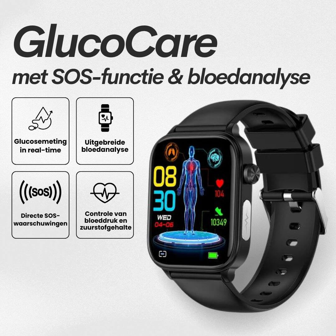GlucoCare SOS - met SOS-functie incl. valdetectie & gecertificeerde bloedsuikermeting (2025) - Origineel