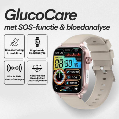 GlucoCare SOS - met SOS-functie incl. valdetectie & gecertificeerde bloedsuikermeting (2025) - Origineel