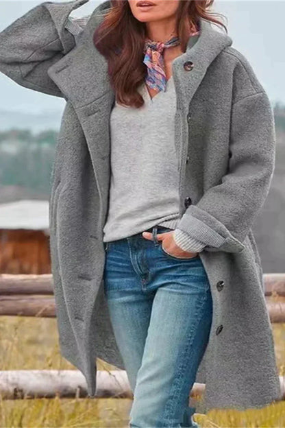 Elegante Damesjas in Effen Kleur – Volledig Lang Model voor Stijlvolle Warmte