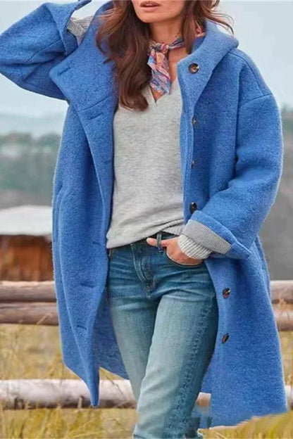Elegante Damesjas in Effen Kleur – Volledig Lang Model voor Stijlvolle Warmte