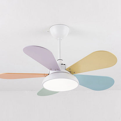 Macaron Colorful Round Ceiling Fan With LED Light For Children's Room