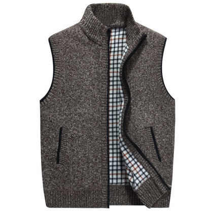 Heren Gebreid Vest met Opstaande Kraag – Stijlvol & Warm