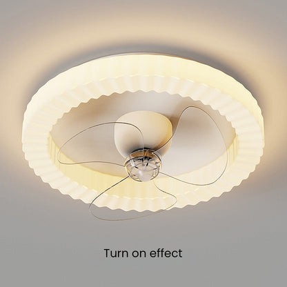 White Round Design Bedroom Ceiling Fan With LED Lighting