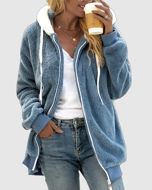 Dames Fleece Hoodie met Rits - Warm en Comfortabel