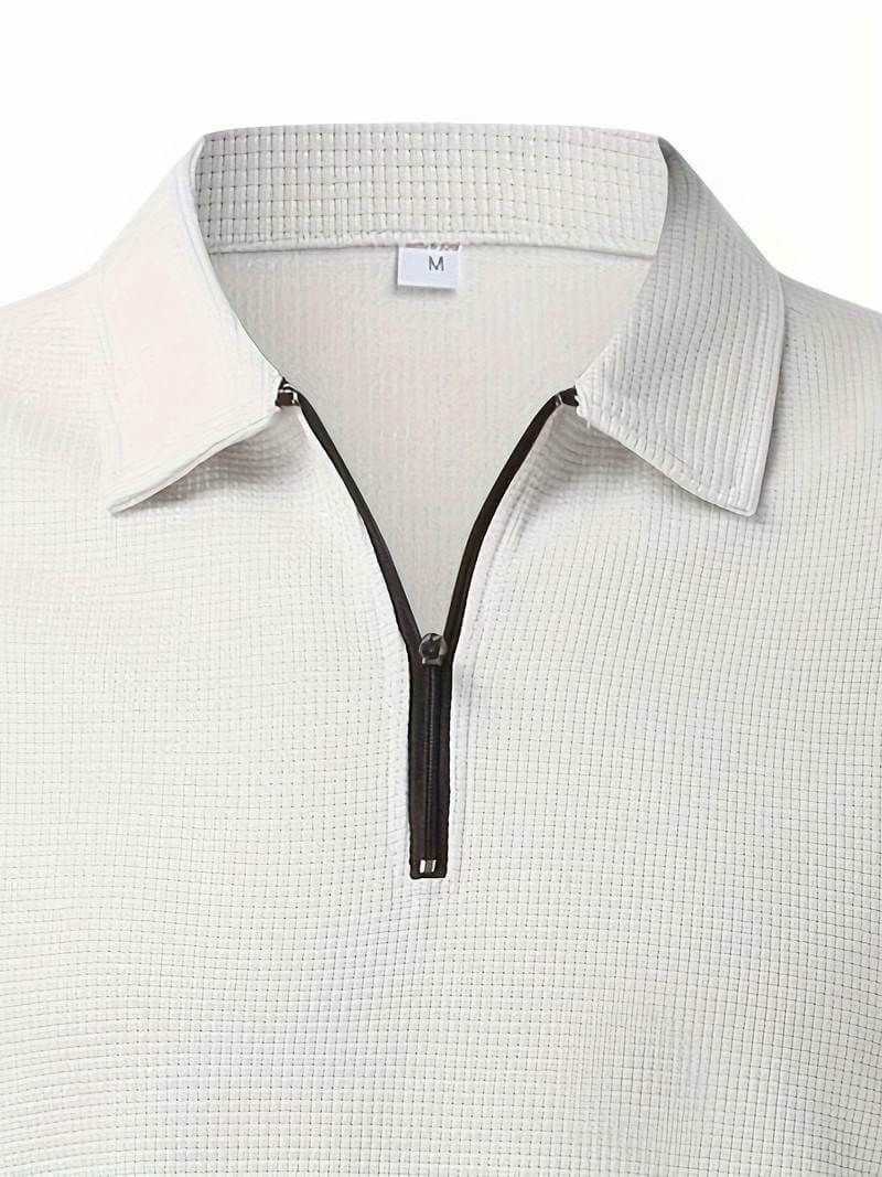 Heren Wafelshirt met Lange Mouwen en V-hals – Casual en Comfortabel