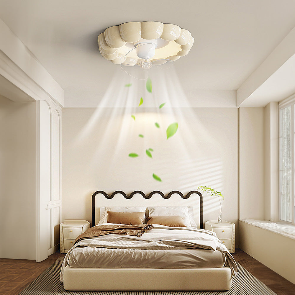 Macaron Simple Bedroom Ceiling Fan With Light