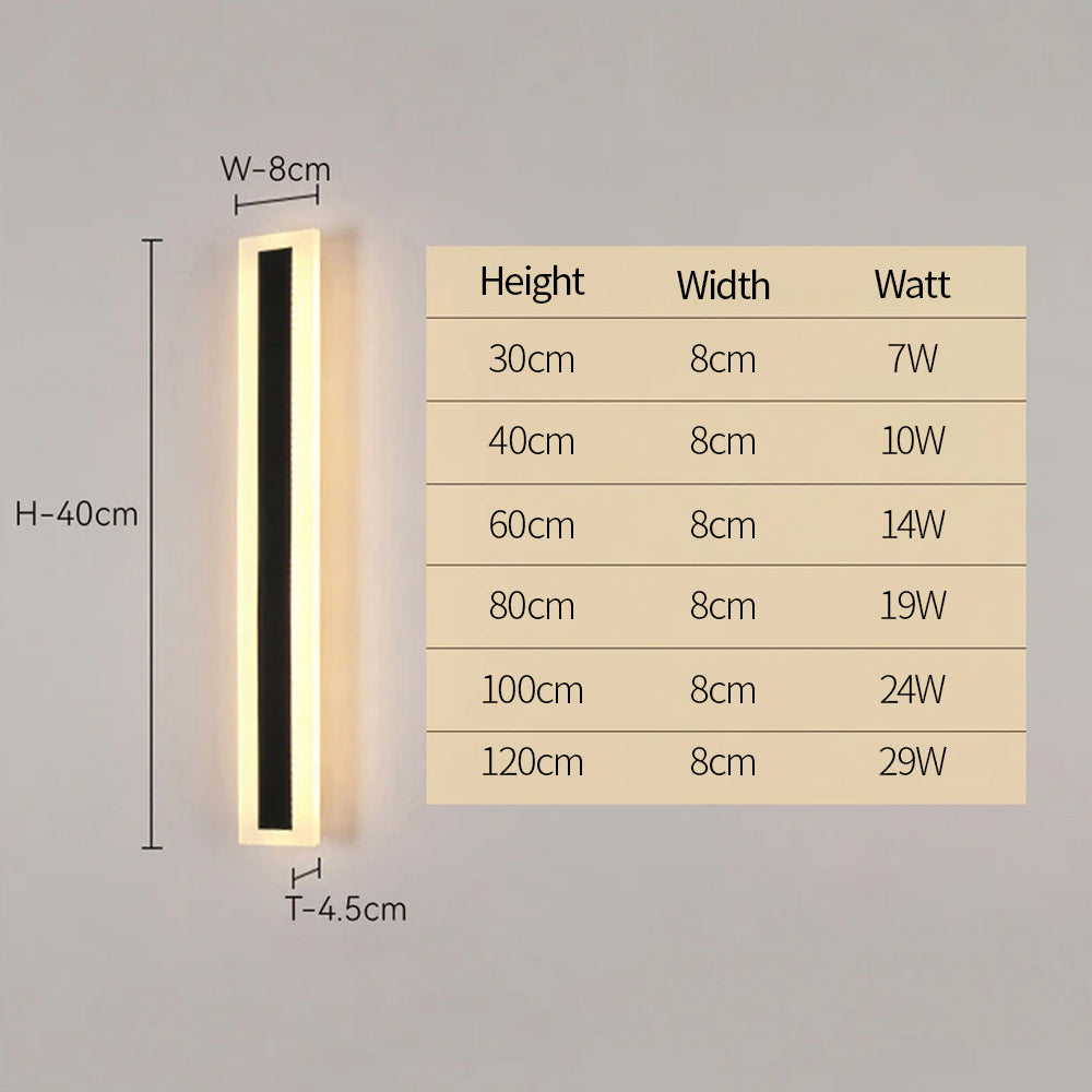 IP65 Moderne Minimalistische Buitenlamp – Zwarte LED Wandlamp in Acryl voor Tuin, Gevel of Padverlichting