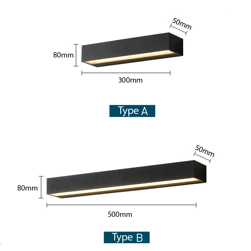 Minimalistische Wasserdichte Aluminium Schwarze LED Außenwandlampe – IP65