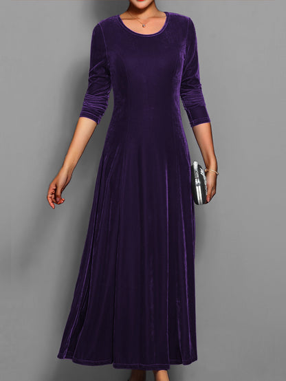 Damen Midi Kleid mit langen Ärmeln – Einfarbig, stilvoll & elegant – Ideal für den Herbst