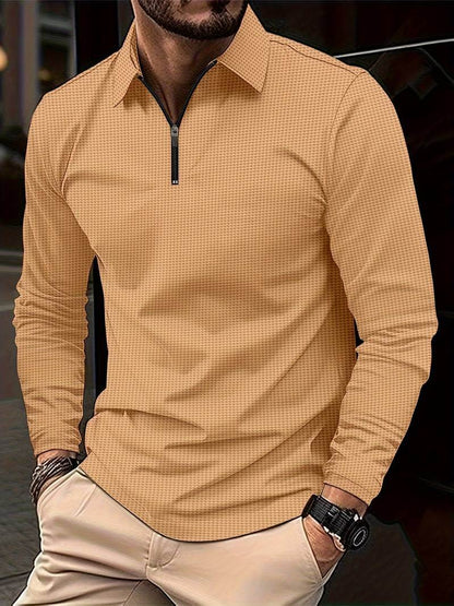 Heren Wafelshirt met Lange Mouwen en V-hals – Casual en Comfortabel
