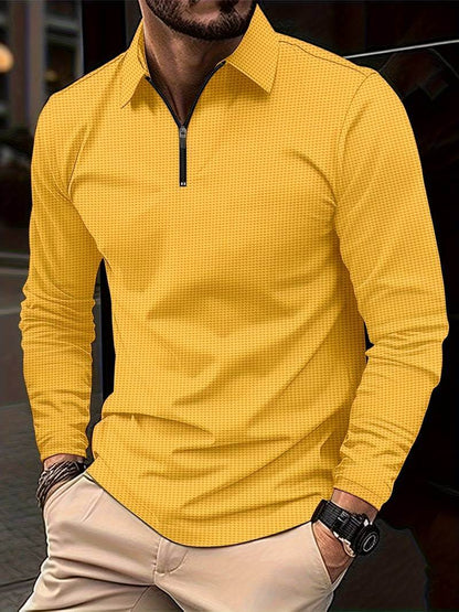 Heren Wafelshirt met Lange Mouwen en V-hals – Casual en Comfortabel