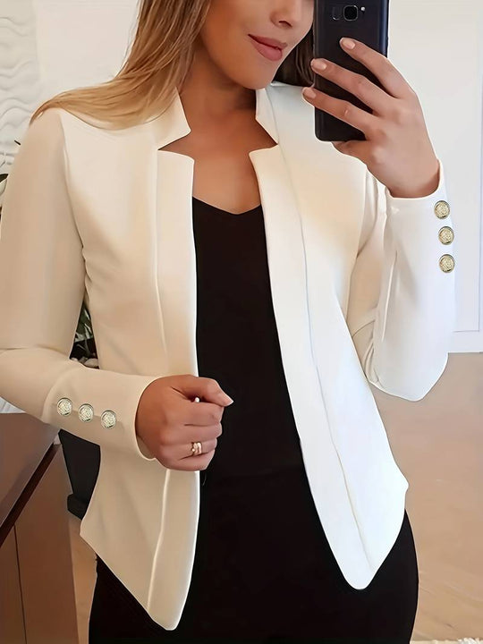 Casual Dames Blazer met Knopen – Lichtgewicht Katoen, Lange Mouw