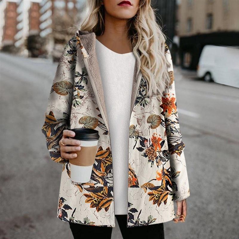 Warme Damesjas met Bloemenprint – Casual & Comfortabel voor Herfst/Winter