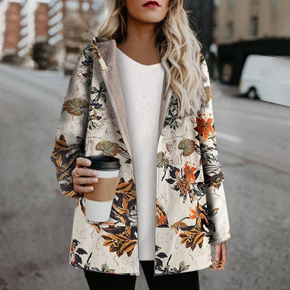 Warme Damesjas met Bloemenprint – Casual & Comfortabel voor Herfst/Winter
