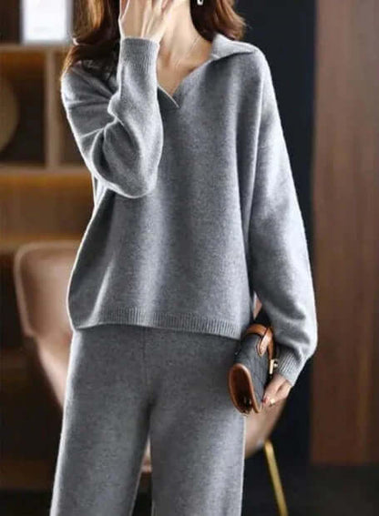 Dames Oversized Tweedelige Set – Trui met Polokraag en Rechte Broek