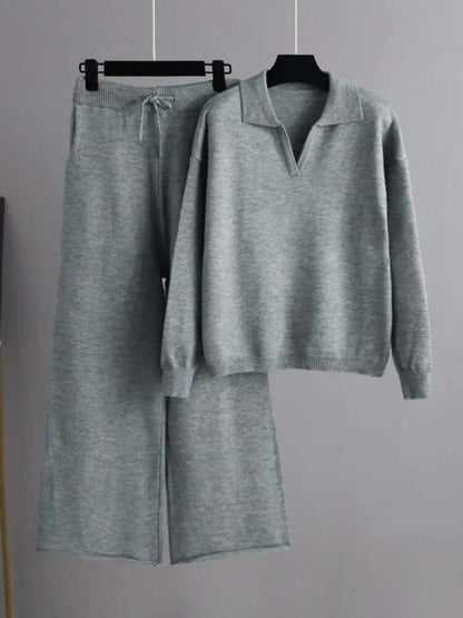 Dames Oversized Tweedelige Set – Trui met Polokraag en Rechte Broek
