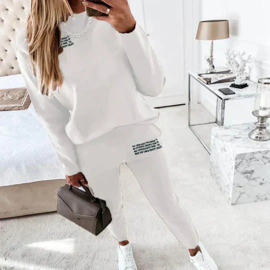 Comfortabel Dames Trainingspak – Tweedelig Met Elastische Taille & Pockets