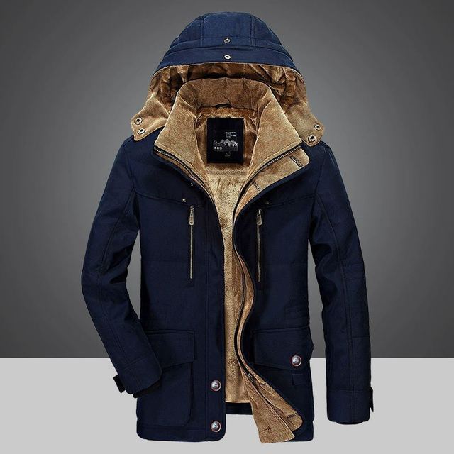 Warme Herren Winterjacke mit Kapuze – Dicke Fütterung & Winddicht