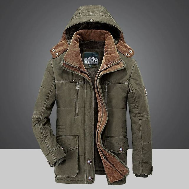 Warme Herren Winterjacke mit Kapuze – Dicke Fütterung & Winddicht