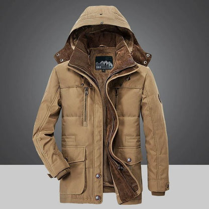 Warme Herren Winterjacke mit Kapuze – Dicke Fütterung & Winddicht
