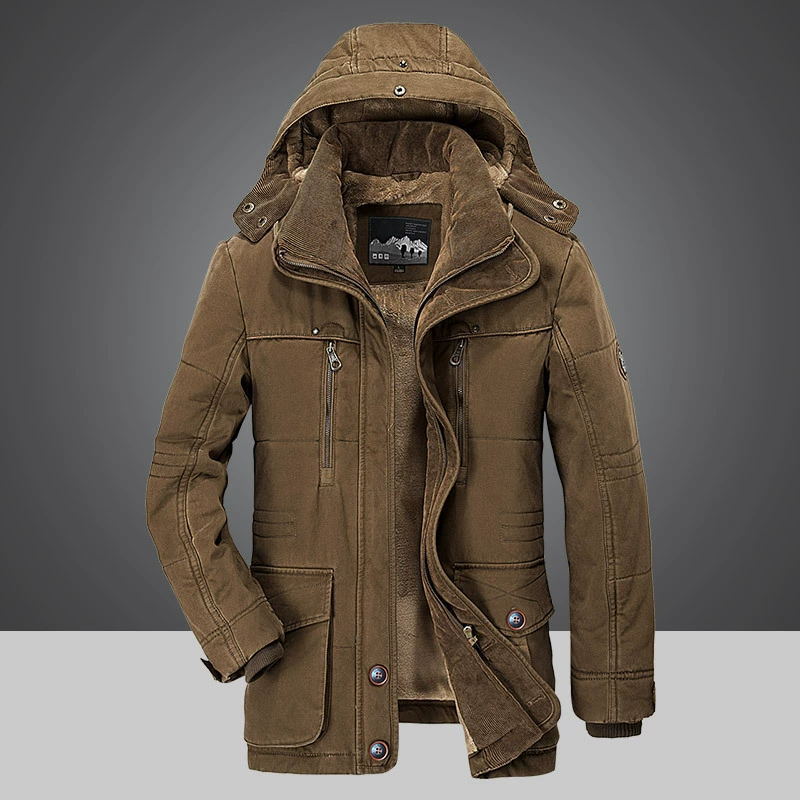 Warme Herren Winterjacke mit Kapuze – Dicke Fütterung & Winddicht