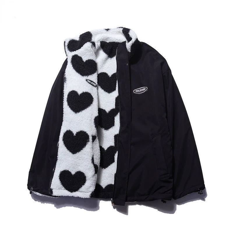 Dames Jas met Hartjesprint – Stijlvol & Warm voor Herfst/Winter