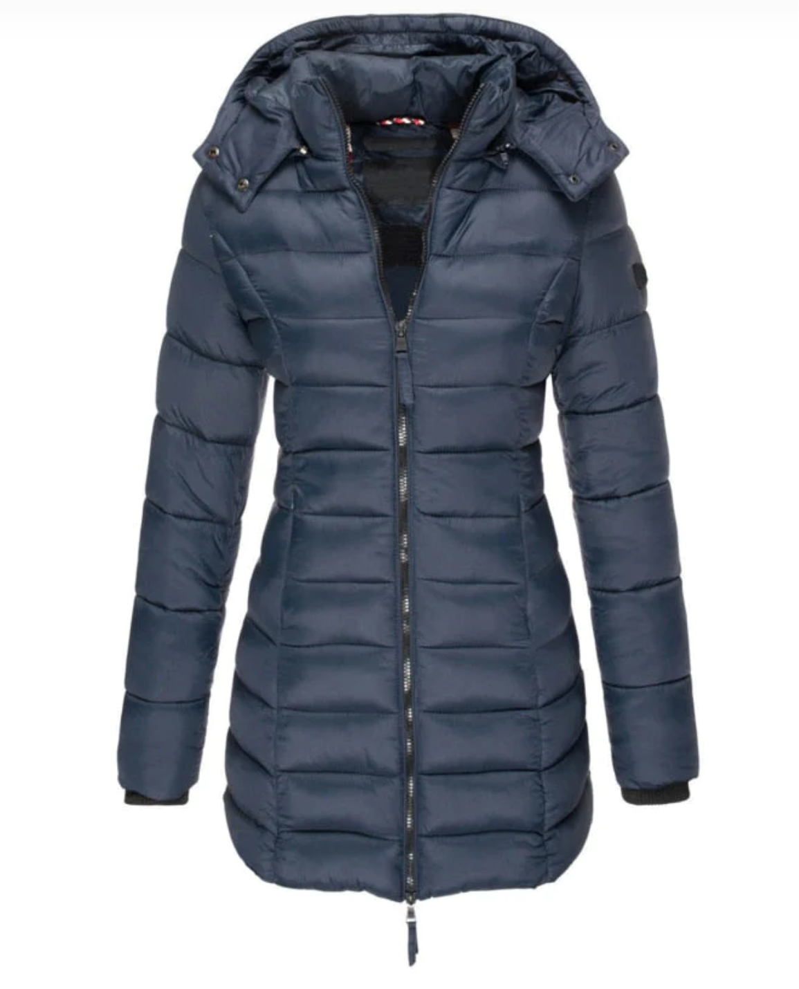 Dames donsjas met capuchon – Gewatteerde winterjas met ritssluiting