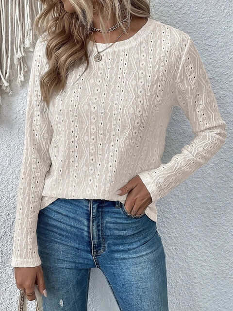 Elegante Kanten Blouse met Lange Mouwen
