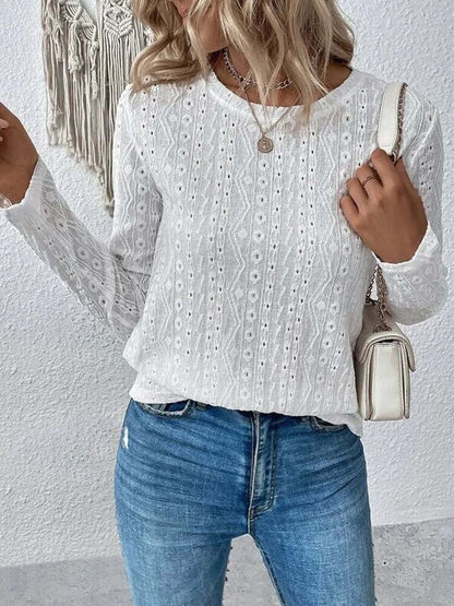 Elegante Kanten Blouse met Lange Mouwen