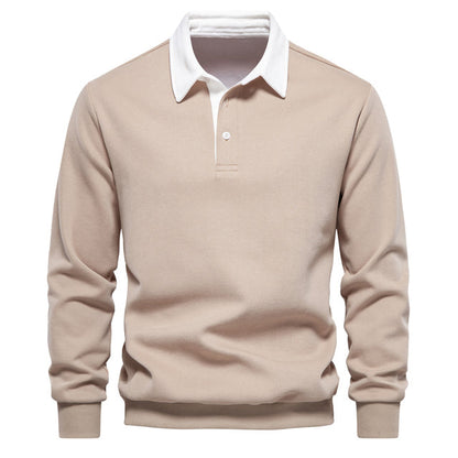 Elegant Heren Polo Shirt met Lange Mouwen en Klassieke Kraag