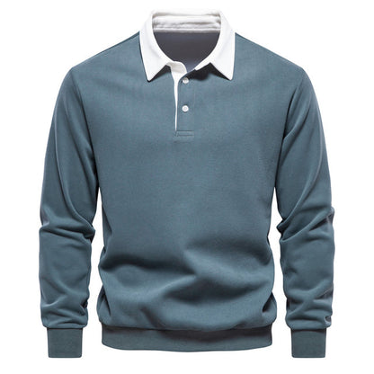 Elegant Heren Polo Shirt met Lange Mouwen en Klassieke Kraag