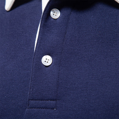 Elegant Heren Polo Shirt met Lange Mouwen en Klassieke Kraag