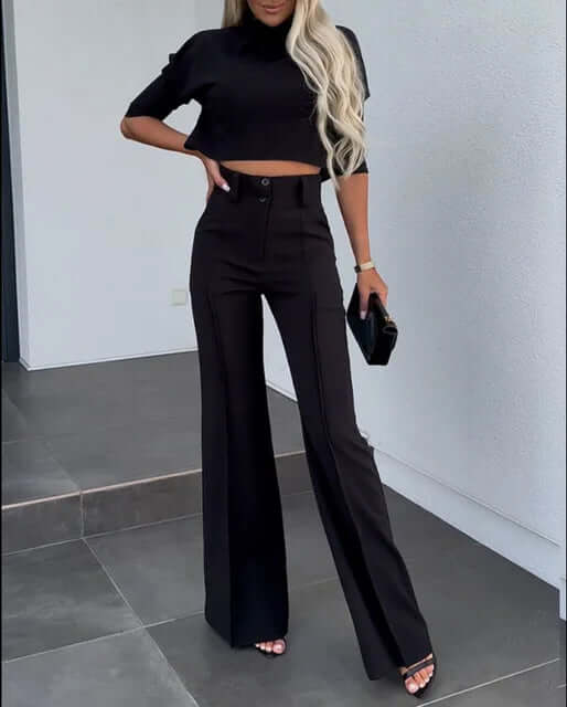Dames Tweedelige Set – Top met Broek in Elegante Stijl