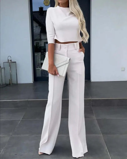 Dames Tweedelige Set – Top met Broek in Elegante Stijl