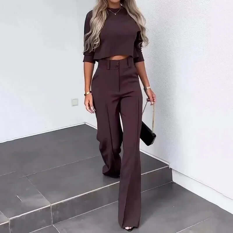 Dames Tweedelige Set – Top met Broek in Elegante Stijl